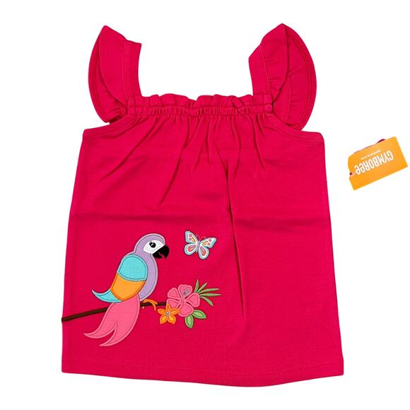 NWT Gymboree Parrot Ruffle Top & Tropical Flower Bubble Shorts - Picture 2 of 12